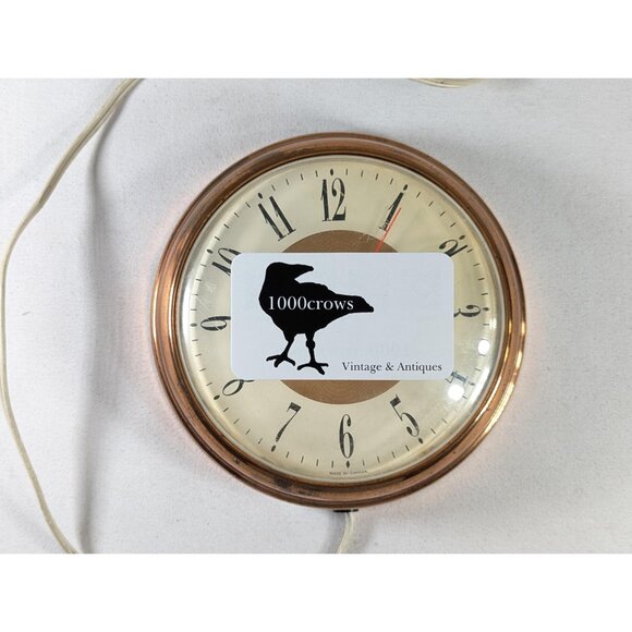 Vintage 7" Westclox Electric Oracle copper surround wall clock, 1950-1960s - Picture 3 of 10